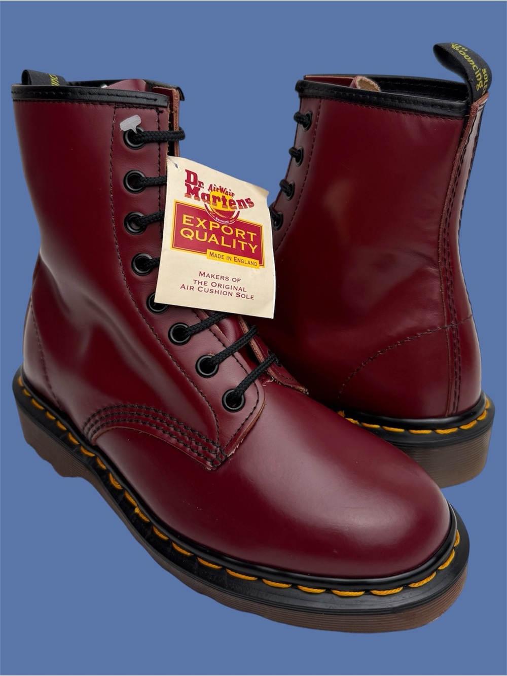 Vintage Dr. Martens Oxblood Made in England Red Leather 8 Eye Boots UK 4